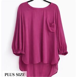 Melissa McCarthy Seven Raspberry Purple Long Sleeve Blouse Shirt Plus Size 2X
